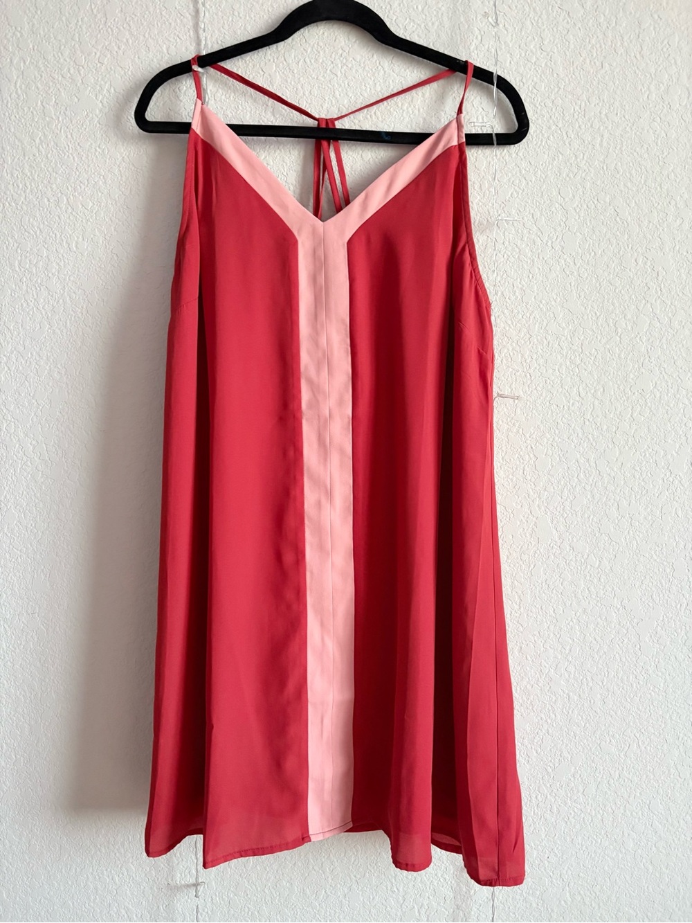 Red and Light Pink Contrast Slip Dress/Tunic